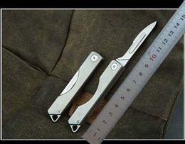 1Pcs Top Quality Artwork Carving Knife 440C Satin Blade TC4 Titanium Alloy Handle EDC Pocket Folding Knives Keychain knifes K1608