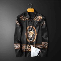 Autumn Long-sleeved Shirt L Men's Shirt Chemise Hawaienne Homme Flower Shirt Men Ropa Hombre Casual Shirts Men Dress 210331