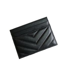 Designer wallet fashion Card Holders caviar woman mini Designer pure Colour genuine leather Pebble texture luxury Black wallets wit219D