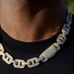 Chains Hip Hop Men Boy Jewelry Full 5A Cubic Zirconia Iced Out Rectangle Link Chain Necklace 16" 18" 20"Chains ChainsChains