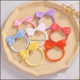 Hair Accessories Dot Prints Kids Baby Girls Headband 3.2Inch Bow With Nylon Headband Hairpins Kids Soft Turban Drop Delivery 2021 Bab Dhnms