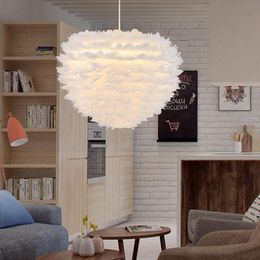 Pendant Lamps Nordic White Feather Lamp Creative Personality Bedroom Living Room Window Decoration Hanging LightsPendant