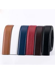 Belts Men's Automatic Leather Belt 3.5cm Without Buckle Available In Blue Red Brown White Or Black 110-130cm LongBelts