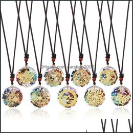 Pendant Necklaces Yoga Symbol Coated Resin Colorf Stone Beads Necklace Healing Jewellery For Men Rope Carshop2 Carshop2006 Dhwkj