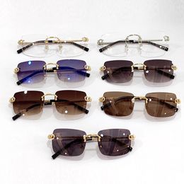 Fastrack Sunglasses Mens Designer Sunglasses Horseshoe Buckle Gold Silver Metal Rimless Rectangular Frame Acetate Sun Glasses for Women C Decoration Eyeglasses