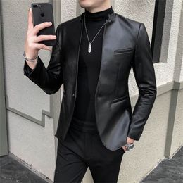 Men's Suits Blazers Brand Clothing Fashion Men's High Quality Casual Leather Jacket Male Slim Fit Business Leather Suit Coats/Man Blazers 4XL 220826