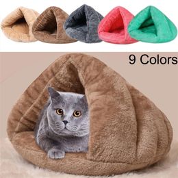 Winter Warm Pets Bed 9 Colours Soft Fleece Thicken Nest Small Puppy Dogs Kennel Kitten Cave Sleeping Bag House LJ201028