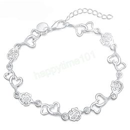 925 Sterling Silver Full Heart Flower AAA Zircon Bracelet For Women Girls Wedding Engagement Party Fashion Jewellery