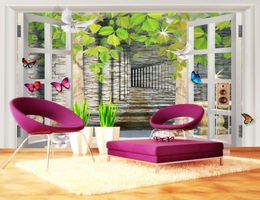 custom 3D photo wallpaper Window scenery living room TV sofa background wall room decoration