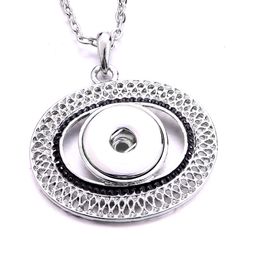 Fashion Oval Round Crystal Snap Button necklace 18MM Ginger Snaps Buttons Charms With Stainless steel chain Necklaces for women Jewellery