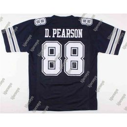 A001 Retro custom Football Jerseys Sewn Stitched #88 Drew Pearson Old Style Blue MITCHELL & NESS Jersey Top Men's Rugby
