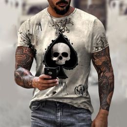 Summer Ace Of Spades Skull Print Shirt Mens Sports And Leisure Travel Breathable