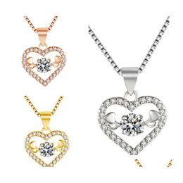 Pendant Necklaces Heart Necklace For Women Luxury Jewelry Zircon Love Girls Gifts Accessories Drop Delivery Pendants Dh3Gy