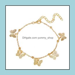 Anklets Jewelry Temperament Hollow Butterfly Fashion Foot Chain Gold Sier Beach Anklet For Women Drop Delivery 2021 Qw8Dj