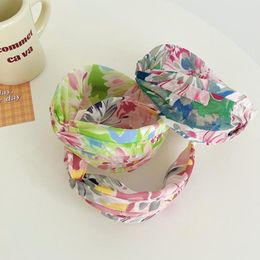 New Fashion Women' Hairband Wide Side Flower Headwear Centre Knot Turban Girls Casual Autumn Headband Hair Accessories