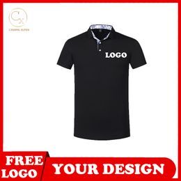8 color POLO shirt custom summer unisex ice silk blue and white lapel short sleeve printing DIY brand text 220623