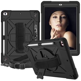 Hand Shoulder Strap Case For iPad 10.2 Inch 7th/8th/9th Generation Heavy Duty Robot Armour Kickstand Shockproof Shell (C)