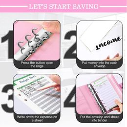 Gift Wrap Budget Binder With Cash Envelopes A6 PU Notebook Expense Sheets 26 Categories Letter Sticker Label CGift