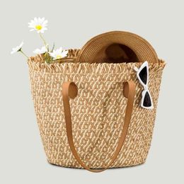 Evening Bags Two Colour Paper Rope Straw Bag for Women Big Basket Handbags Beach Shoulder Female Fashion Tassels Tote Shopper Purses Ins 220420