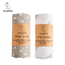 Kangobaby Design 2pcs Set Double Layers 100% Cotton born Baby Muslin Blanket 220620