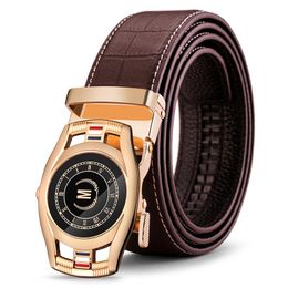 Belts Crocodile Pattern Men Belt First Layer Cowhide Genuine Leather For Male Dials Automatic Buckle