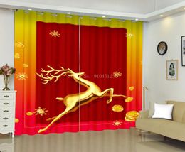 Curtain & Drapes Print Christmas Curtains For Living Room Decorations Bedroom Decor Bell Ball Window Home YearCurtain DrapesCurtain