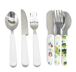 Sublimation Blank Cutlery Sets Adult And Child Heat Transfer Spoon Forks Knives Western DIY Tableware Set Christmas Gifts PRO232