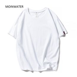 MOINWATER Women Black White Tshirts Lady Solid Cotton Tees Short Sleeve T shirts Female Summer Tops for Woman MT1901 220402