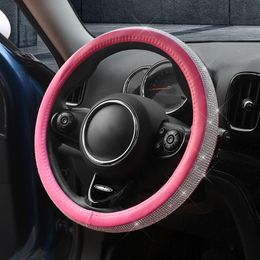 Steering Wheel Covers Mini Cover PU Leather Diamond-studded Universal 38cm Car Protective Breathable Non-slipSteering