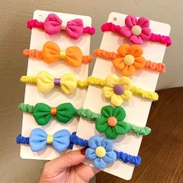 Fabric Bow Head Rope Hair Ring Flower Small Tied Rubber Band Girl Candy Colour Jewellery Hair Accessories