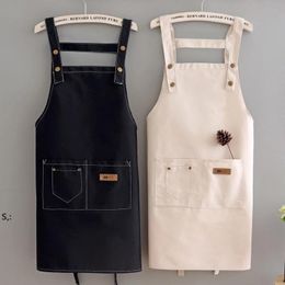 Women's kitchen canvas apron coffee shop waiter household baking accessories solid color sleeveless apron 70*70CM BBB15115