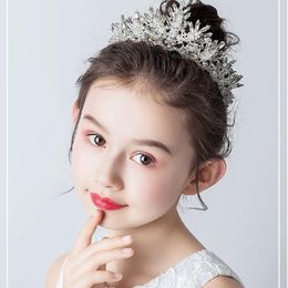 Headpieces Princess Metal Cystal Girls Hair Accessories Kids Crown Headband Beaded Junior Bridesmaid Birthday HeadwearHeadpieces