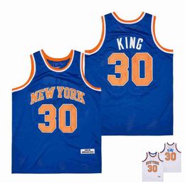 Mi08 Vintage 1984-85 Bernard King Basketball Jerseys Mens Blue #30 White Stitched Shirts S-XXL Mesh High Quality