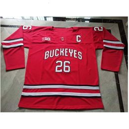 Nc01 Custom Hockey Jersey Men Youth Women Vintage OhState Mason Jobst High School Size S-6XL or any name and number jersey