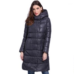 Women's Trench Coats 2022 European Style Women Winter Jacket Hooded Breasted Buttons Solid Black Female Coat High Quality Warm Long Parka
