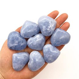 Decorative Objects & Figurines Beautiful 1pc Small Natural Blue Calcite Crystal Heart Shaped Reiki Healing Palm Stones Gemstones Quartz Crys
