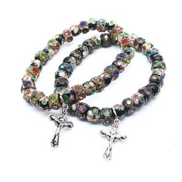 Flash Diamond Handmade Cloisonne Cross Bracelet Bracelet (elastic Cord)