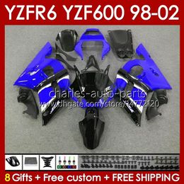 Bodys Kit For YAMAHA YZF R6 R 6 YZF600 600CC 98-02 Bodywork 145No.50 YZF 600 CC YZF-600 YZFR6 98 99 00 01 02 Frame YZF-R6 1998 1999 2000 2001 2002 Full Fairing blue glossy blk