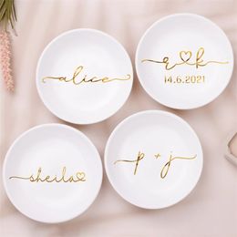 Personalized Bridesmaid Holder Jewelry Trinket Custom Ring Dish for Wedding Engagement Anniversary Gifts 220613