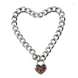 Chokers DreamBell Fashion Women Punk Cool Neck Collar Slave Game Pet Heart-Shape Padlock Metal Choker Necklace Sidn22