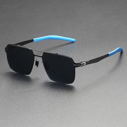 Fashion sport sunglasses for men Polarized Sunglasses Street shot metal eyeglasses Grey gold High quality luxury Big frame Eyewear Pilot Shades UV Protection