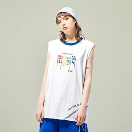 Popular Mens T-Shirts Summer New Fashion Sleeveless Round Neck Embroidered Letter Top Loose Casual Sports Basketball Clothes Breathable Quick Dry Short Sleeves