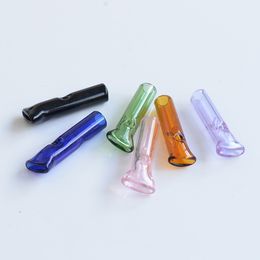 1.4 inch Tobacco Cigarette Philtre Smoking Tips Hand Pipe Cute Mini Small Mouth Holder Glass Pipes With Flat Round Mix Colour Send Pyrex Glass Tube for Rolling Papers