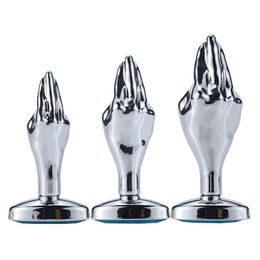 2021 New RY-174 Hand Simulation Head Metal Anal Plug sexy Toys Stainless Steel Butt Beards for Adult Game