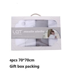 4 Packs LAT Baby Gauze Muslin Squares Oeko-TEX Certified born Swaddle Blankets Diaper Cloth Burp Cloth Nursing Cover LJ201204