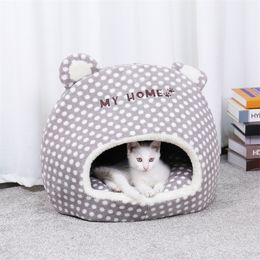 Warm Pet Cat House Cave Beds Puppy Dog Sleeping Bag with Removable Cushion Cut Design For Cats Bed Y200330