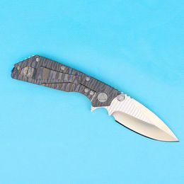 Flipper Knife D2 Satin Drop Point Blade TC4 Titanium Alloy Handle Ball Bearing Washer Survival Tactical Folding Knives With Repair Tools 2 Handle Styles