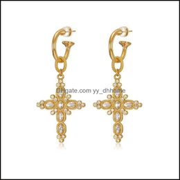 Hoop Hie Earrings Jewellery Timeless Wonder Amazing Zirconia Cross Women Goth Boho Top Trendy Designer Runway Rare Ins Fancy Kpop 7235 Drop