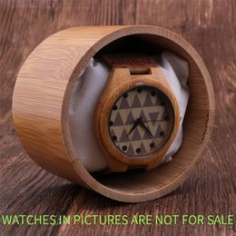 round boxes UK - Watch Boxes & Cases Watches Bamboo Case Wooden Gifts Jewelry Round Box