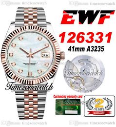 EWF 41mm 126331 A3235 Automatic Mens Watch Two Tone Rose Gold MOP Diamonds Dial JubileeSteel Bracelet Super Edition Same Series Warranty Timezonewatch d4